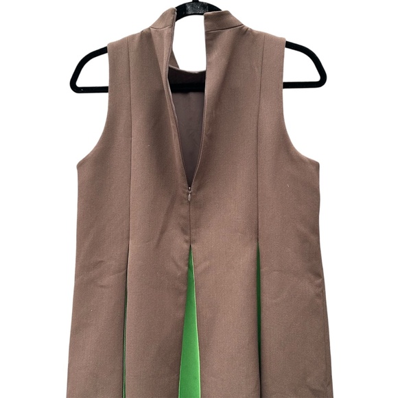 Tuckernuck Demitasse Griffiths Sleeveless Lined Mock Neck Dress Brown Medium - Picture 3 of 10
